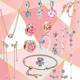 S925 Sterling Silver Mother's Peach Blossom Charm Jewelry Gift