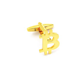 Silver Bitcoin Cufflinks for Men Stainless Steel Shirt Charm Cuff Links