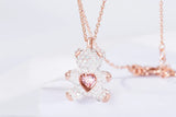 Smart Teddy Necklace Pink Bear Heart Shaped Chain For Women