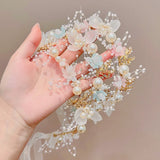 Boho Pearl Crowns Beach Floral Garland Romantic Wedding Wreath