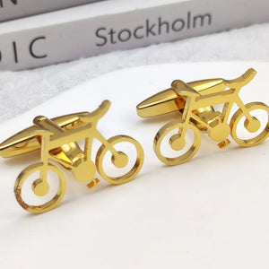 Stainless Steel Silver Bike Cufflinks French Shirt Mens Jewelry