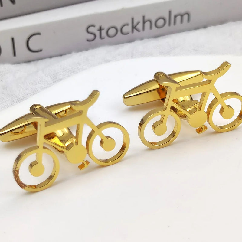 Stainless Steel Silver Bike Cufflinks French Shirt Mens Jewelry