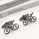 Stainless Steel Silver Bike Cufflinks French Shirt Mens Jewelry