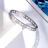 Hollow Peach Heart Stainless Steel Bracelet Love Bangle Gift