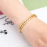Hollow Peach Heart Stainless Steel Bracelet Love Bangle Gift