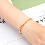 Hollow Peach Heart Stainless Steel Bracelet Love Bangle Gift