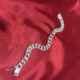 S925 Sterling Silver Bracelet Men's 10MM Square Gem