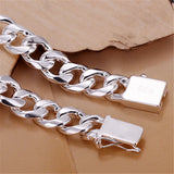 High-end S925 Sterling Silver Bracelet Jewelry Gift Men's 10MM Square Gem