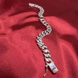 S925 Sterling Silver Bracelet Men's 10MM Square Gem
