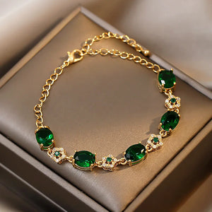 Green Crystal Bracelet Retro Boutique Bracelet Female