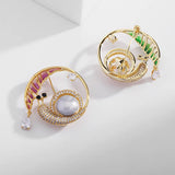Zircon Pearl Brooch Scarf Buckle Enamel Pin Women Jewelry