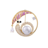 Zircon Pearl Brooch Scarf Buckle Enamel Pin Women Jewelry