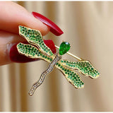 Luxury Green Dragonfly Brooch Pin Jewelry