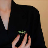 Luxury Green Dragonfly Brooch Pin Jewelry