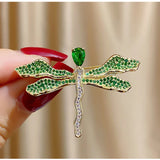 Luxury Green Dragonfly Brooch Pin Jewelry