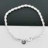 925 Silver 4MM Twisted Rope Bracelets for Men and Women