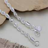 925 Silver 4MM Twisted Rope Bracelets for Men and Women