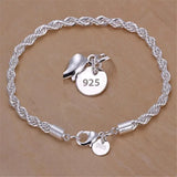 925 Silver 4MM Twisted Rope Bracelets for Men and Women