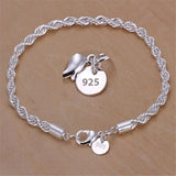 Men's 925 Sterling Silver Twisted Rope Bracelet