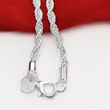 925 Silver 4MM Twisted Rope Bracelets for Men and Women