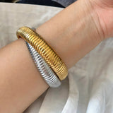Hip Hop Stretch Elastic Bracelet 316L Stainless Steel Punk Charms Jewelry