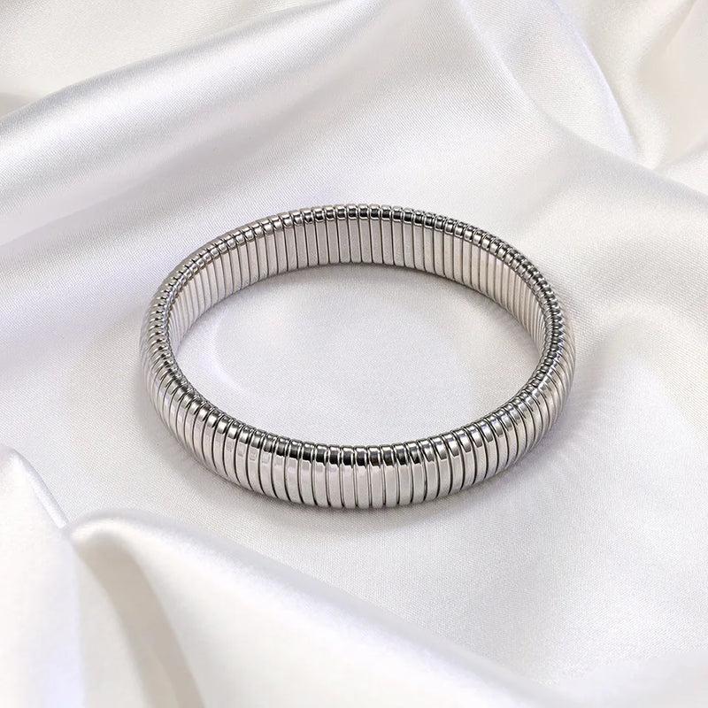Hip Hop Stretch Elastic Bracelet 316L Stainless Steel Punk Charms Jewelry