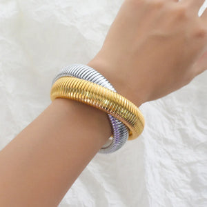 Hip Hop Stretch Elastic Bracelet 316L Stainless Steel Punk Charms Jewelry