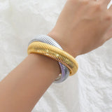 Hip Hop Stretch Elastic Bracelet 316L Stainless Steel Punk Charms Jewelry