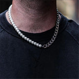 Cuban Chain Necklace Pearl Beaded Punk Style Jewelry