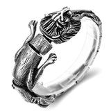 Hiphop Stainless Steel Chain Lion Head Clasp Mens Cuff Jewelry Bracelet