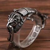 Hiphop Stainless Steel Chain Lion Head Clasp Mens Cuff Jewelry Bracelet