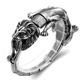 Hiphop Stainless Steel Chain Lion Head Clasp Mens Cuff Jewelry Bracelet