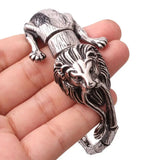 Hiphop Stainless Steel Chain Lion Head Clasp Mens Cuff Jewelry Bracelet