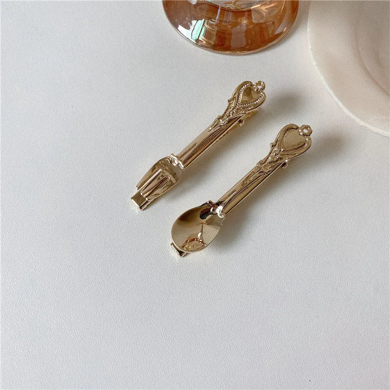 Hiphop Women Hairpins Punk Metal Spoon Fork Hair Clips Hair Jewelry