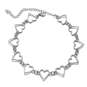 Hollow Heart Choker Necklace Bicolor Jewelry Collier