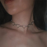 Hollow Heart Choker Necklace Bicolor Jewelry Collier