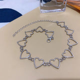 Hollow Heart Choker Necklace Bicolor Jewelry Collier
