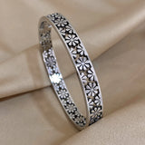 Hollow Daisy Steel Bracelet Bangle Charm Waterproof Wrist Jewelry