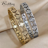 Hollow Daisy Steel Bracelet Bangle Charm Waterproof Wrist Jewelry
