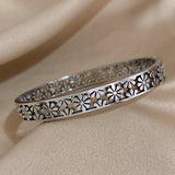 Hollow Daisy Steel Bracelet Bangle Charm Waterproof Wrist Jewelry