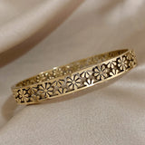 Hollow Daisy Steel Bracelet Bangle Charm Waterproof Wrist Jewelry