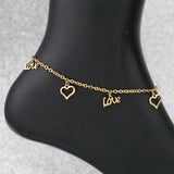 Gold-plated Peach Heart Love Pendant Anklet Jewelry