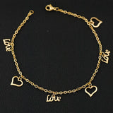 Gold-plated Peach Heart Love Pendant Anklet Jewelry
