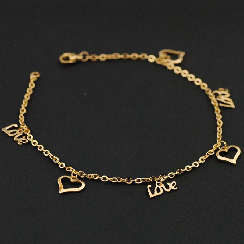 Gold-plated Peach Heart Love Pendant Anklet Jewelry