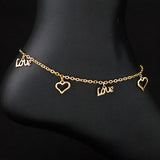 Gold-plated Peach Heart Love Pendant Anklet Jewelry