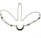 Hollow Moon Crystal Beads Head Chain Wedding Headband Crown
