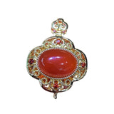 Carnelian Inlaid South Agate Pendant Necklace
