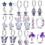 925 Silver Purple Butterflies Faram's Earrings