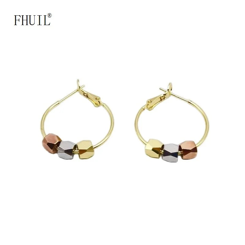 Colored Plated Hoop Earrings 925 Silver Needle Jewelry