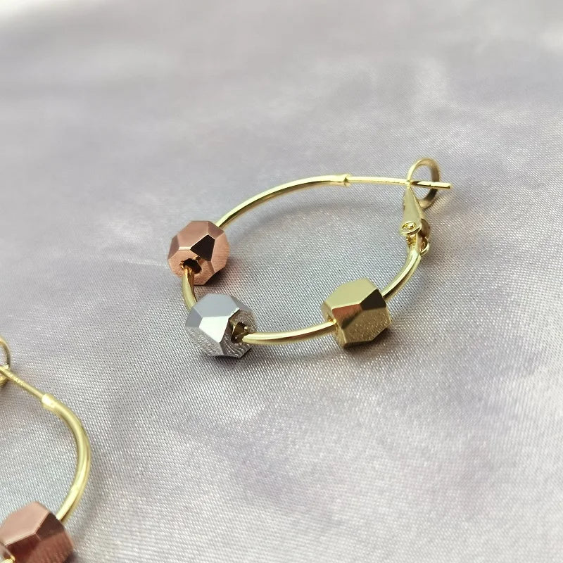 Colored Plated Hoop Earrings 925 Silver Needle Jewelry